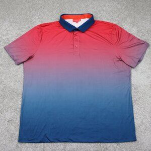 Redvanly Polo Shirt Mens 2XL XXL Red/Blue 2 Tone Short Sleeve Pullover Stretch